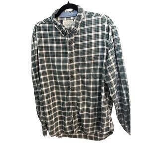 Aeropostale Plaid Flannel Shirt Men's XL Green Blue White Button Down Cotton